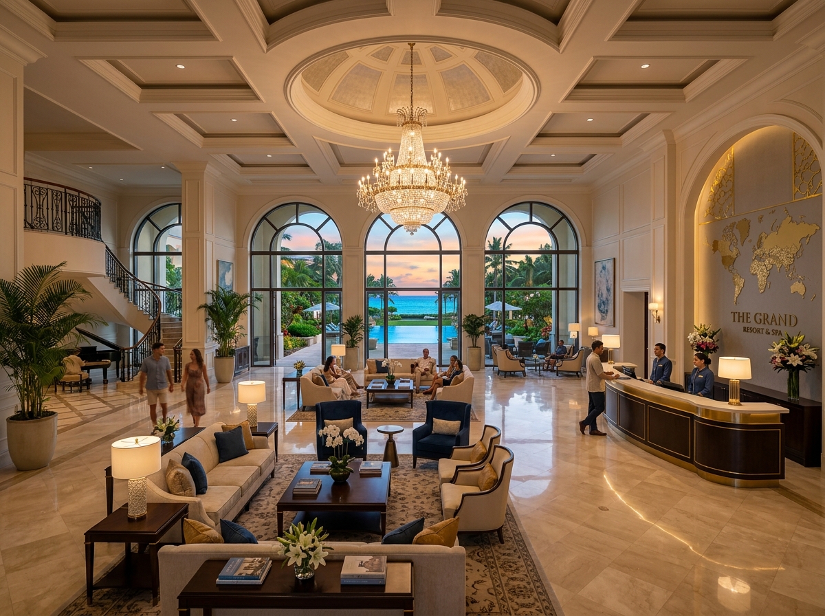 Elegant resort lobby